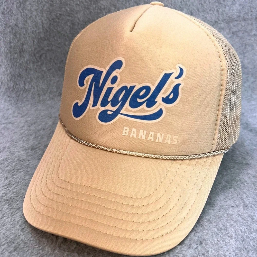 Nigel's Bananas Mens Tan OTTO Trucker Hat Mesh Snapback Rope Cap OSFM